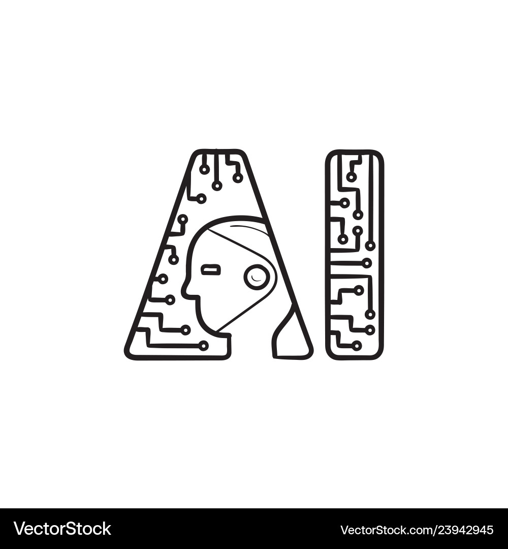 Artificial intelligence logo hand drawn outline Artificial intelligence logo hand drawn outline Vector Image