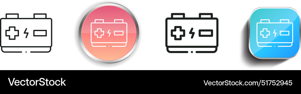 Battery icon thin linear regular and button style vector image