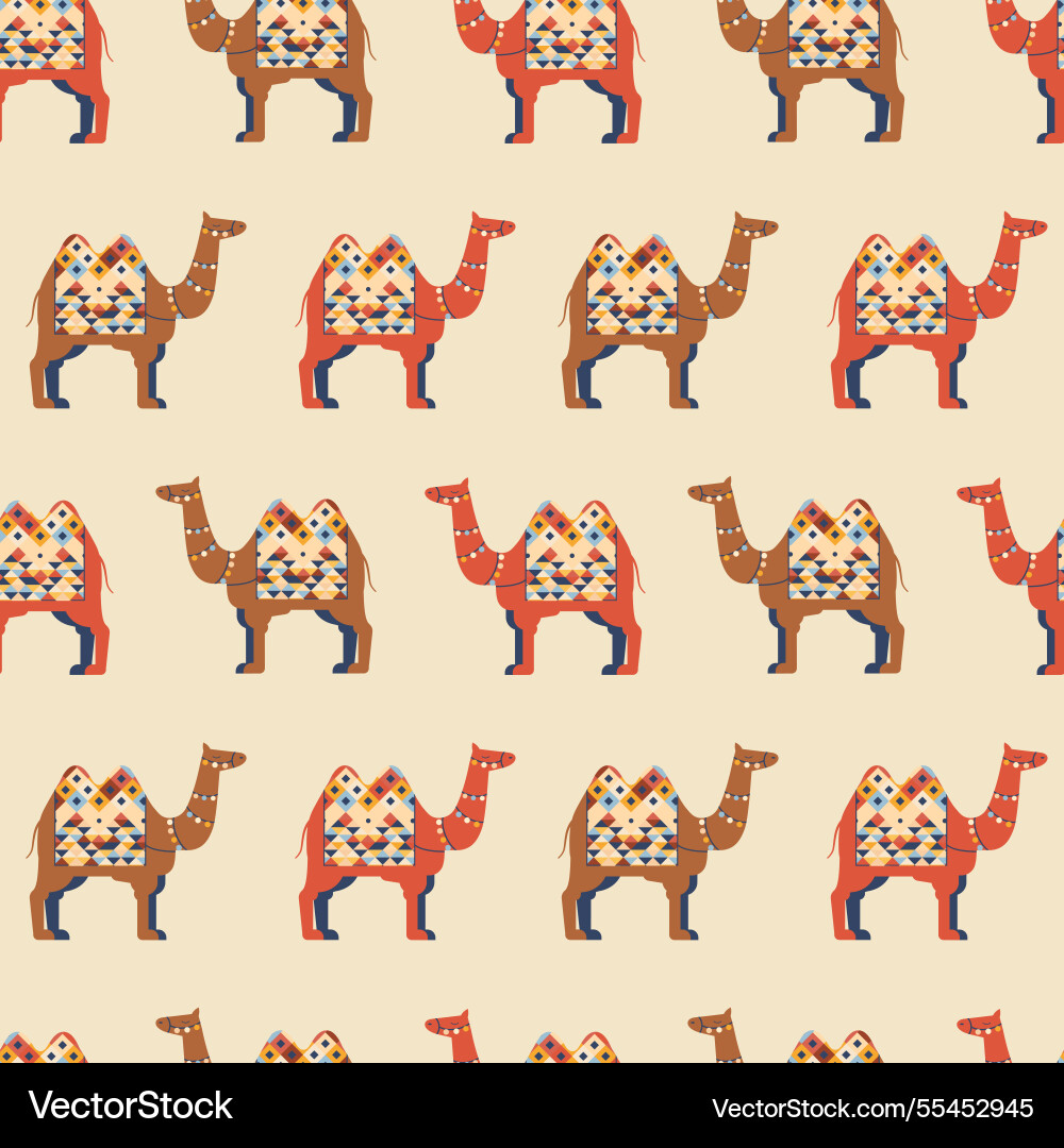 Decorated arabian camel animal pattern Royalty Free Vector