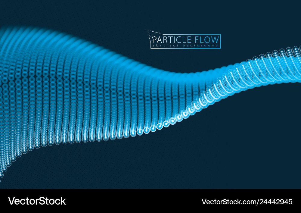Dynamic particles sound wave flowing over dark Vector Image