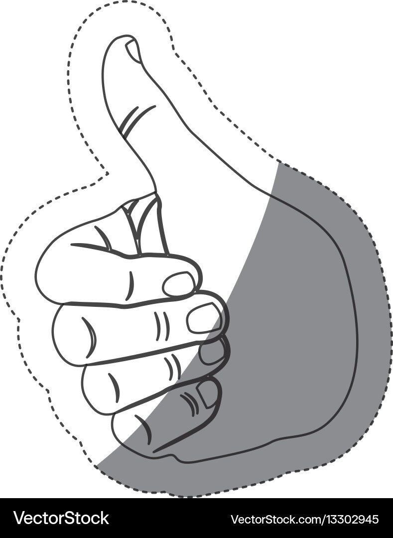 Grayscale contour sticker with hand signal Vector Image