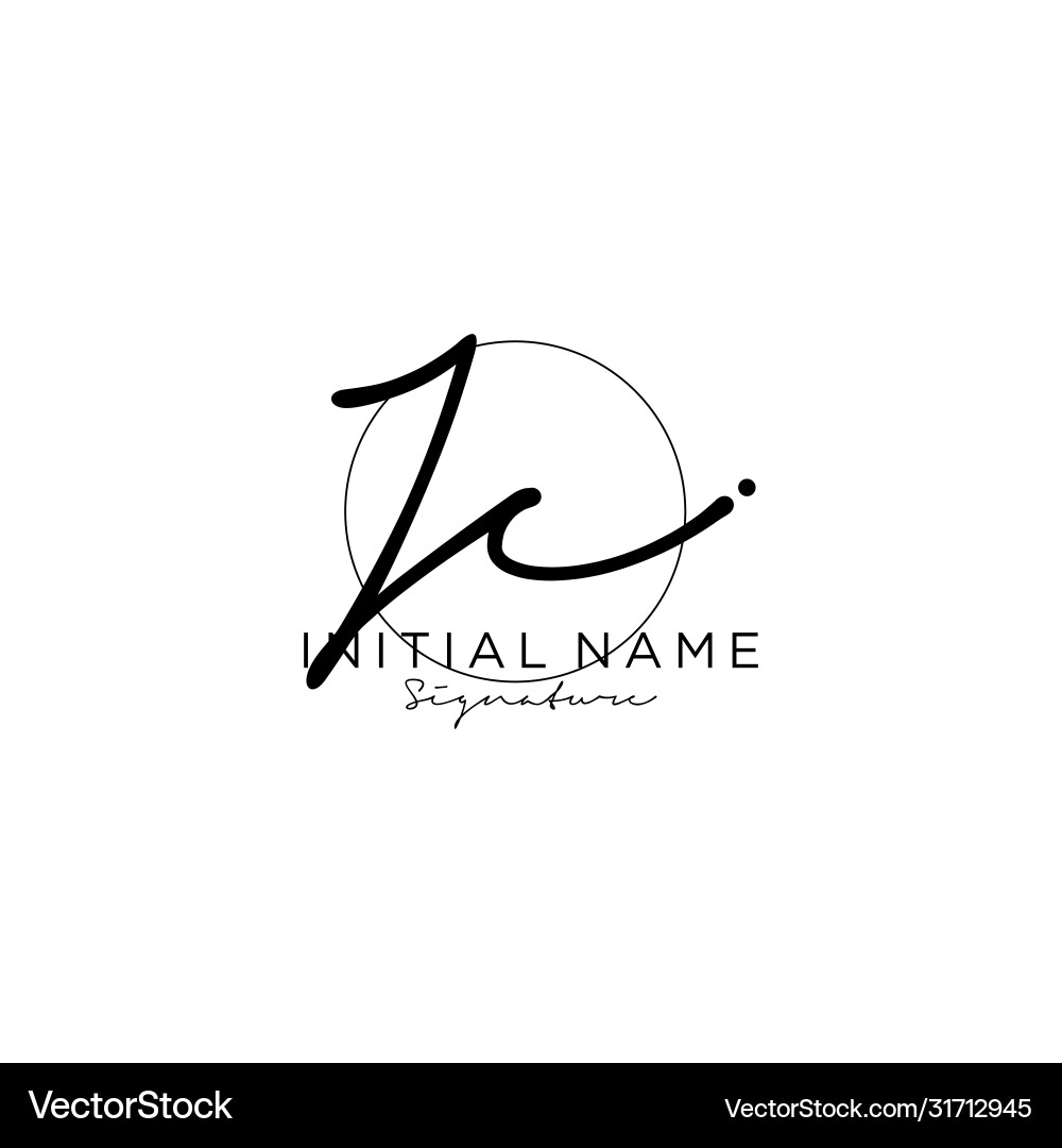 Kc initial handwriting logo design Royalty Free Vector Image