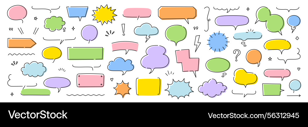 Line frame text speech bubble set balloon Line frame text speech bubble set balloon vector image