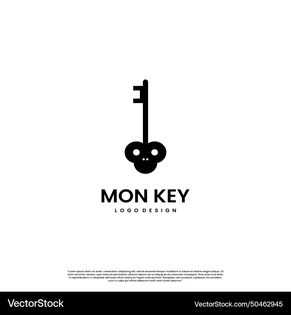 Monkey combine with key logo design concept Monkey combine with key logo design concept vector image