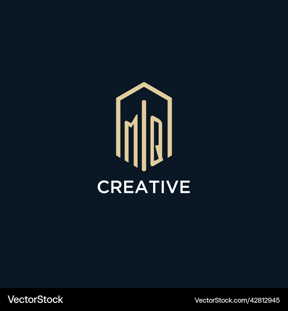 Mq initial monogram logo with hexagonal shape Mq initial monogram logo with hexagonal shape vector image