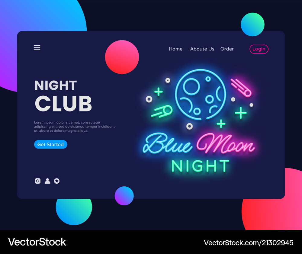 Night club concept banner blue moon Night club concept banner blue moon vector image