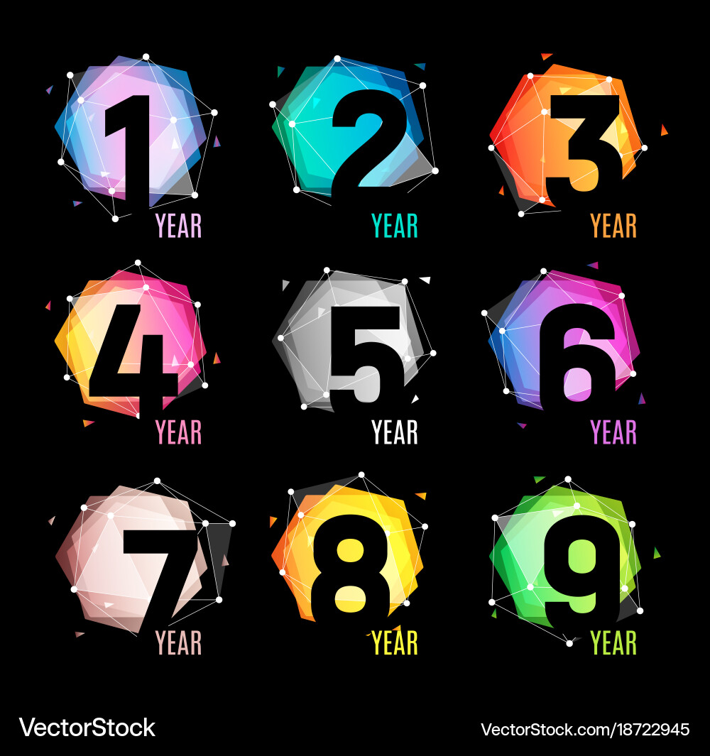 Numbers in a geometric abstract color and cosmic vector image