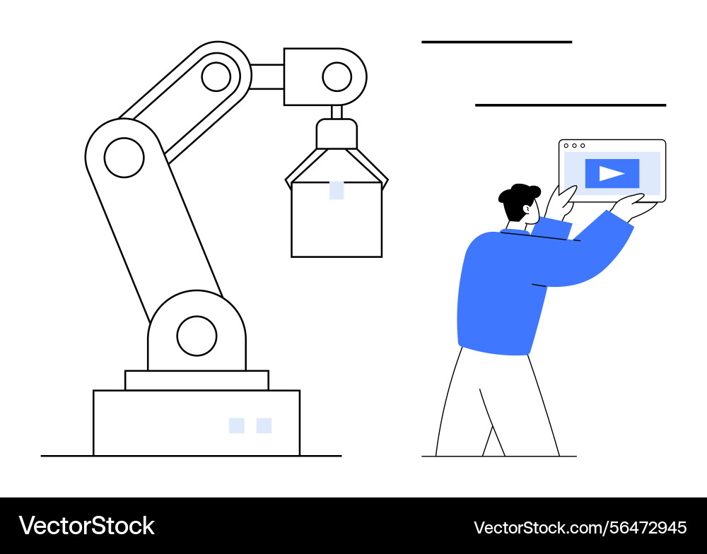 Robotic arm lifting object with professional Robotic arm lifting object with professional Vector Image