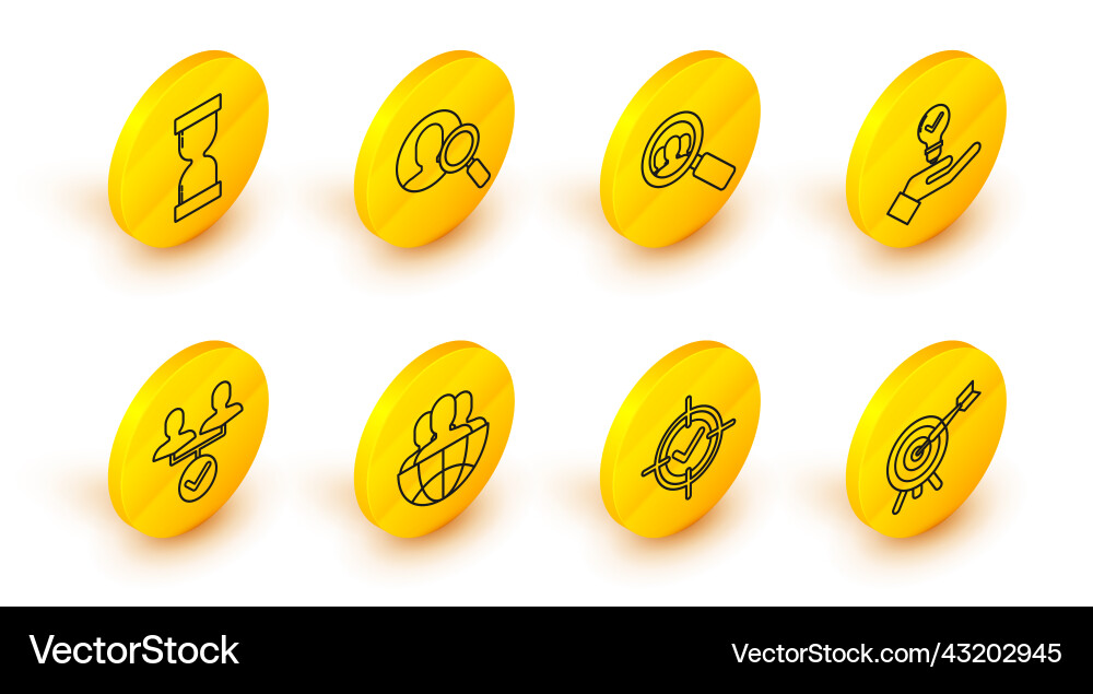Set line target with arrow and check mark globe Vector Image