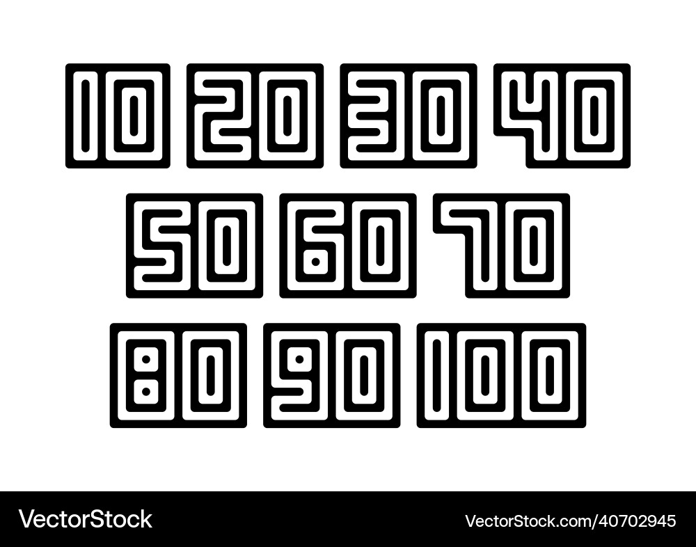 Set of numbers black and white typography design Set of numbers black and white typography design vector image