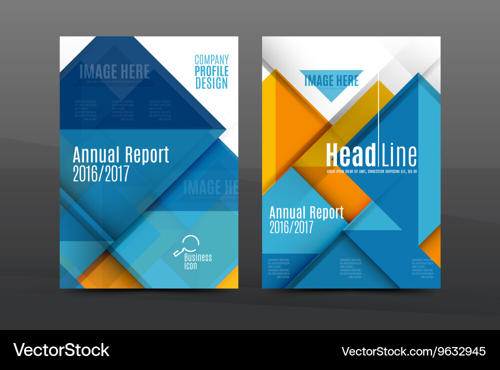 Square and triangle design annual report template vector image