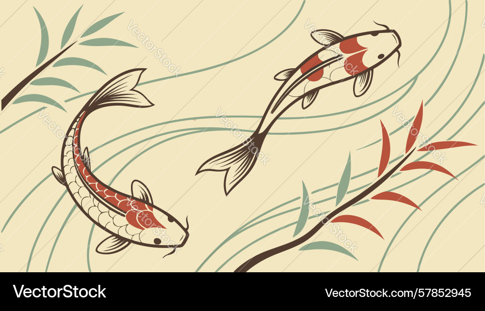 Stylized fish in water pattern design generative Vector Image