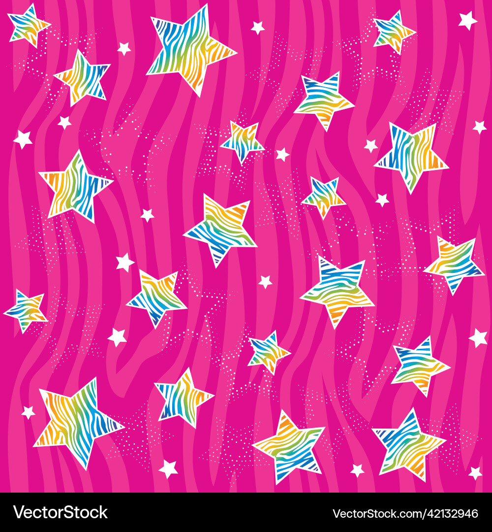 90s rainbow star seamless pattern