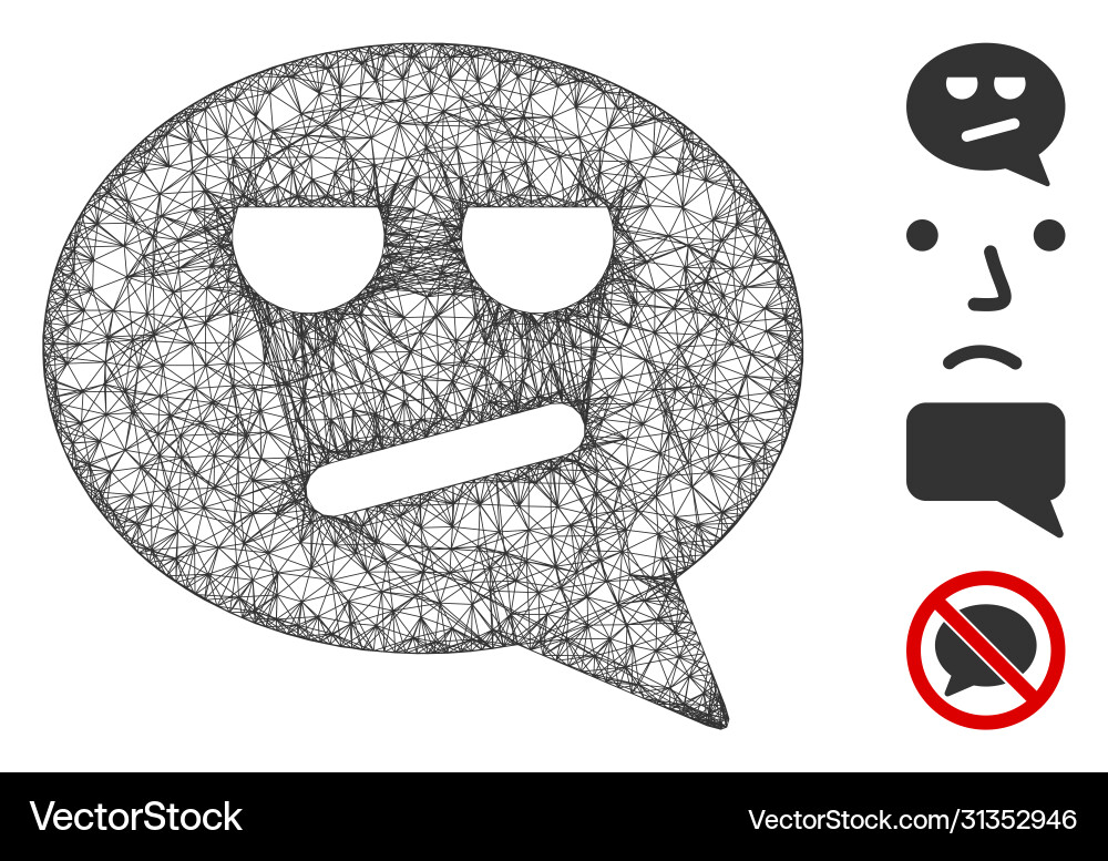 Bored smiley message web mesh Bored smiley message web mesh vector image