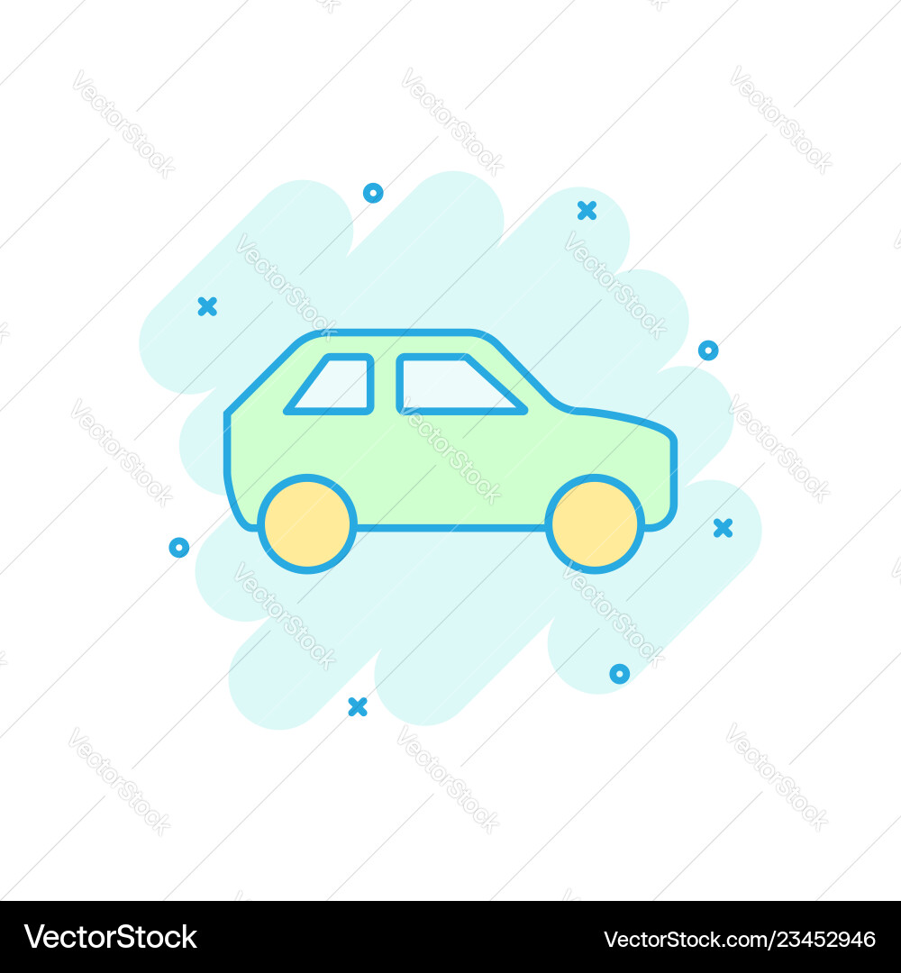 Car icon in comic style automobile cartoon Car icon in comic style automobile cartoon vector image