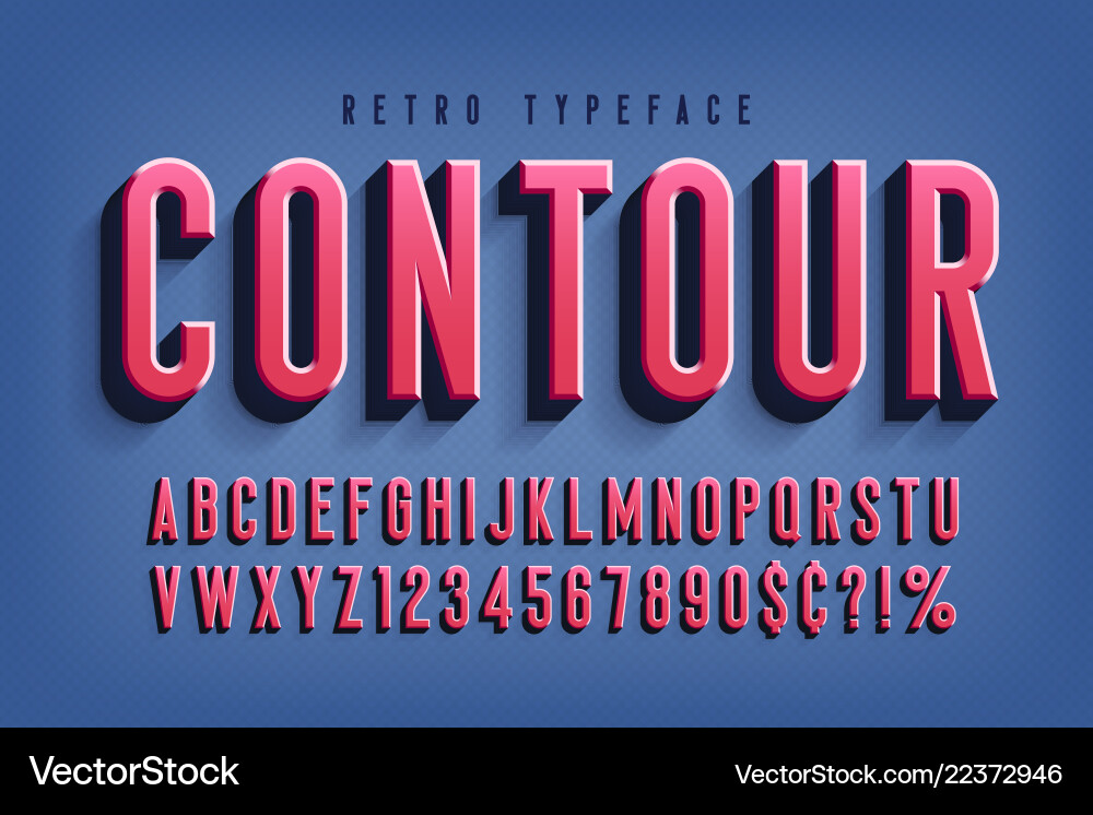 Condensed 3d display font design alphabet vector image