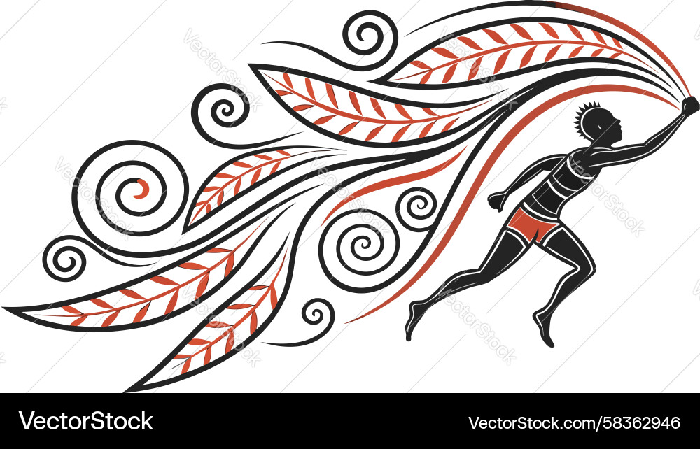 Dynamic Runner with Flowing Patterns Vector Image