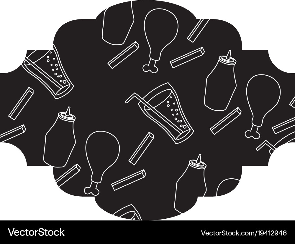 Frame with fast food pattern background Vector Image
