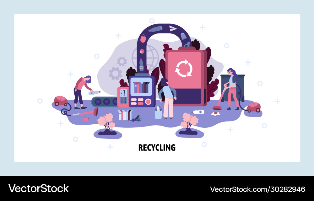 Garbage sorting and recycling factory trash Garbage sorting and recycling factory trash vector image