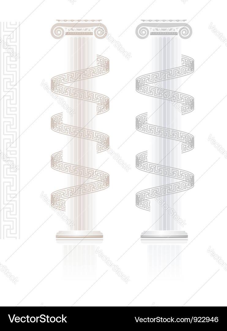 Greek Ionic Column with Key Pattern vector image