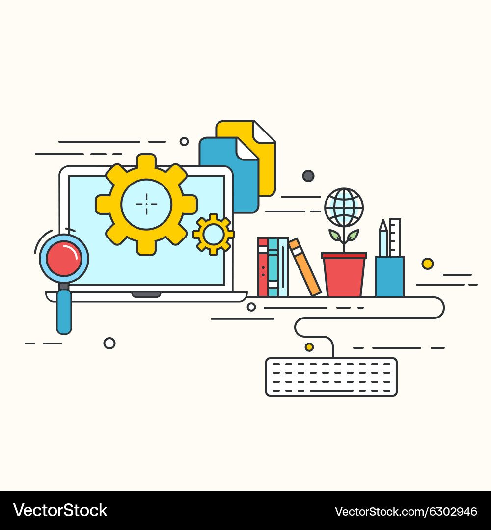 Modern thin line flat design of tutorial vector image