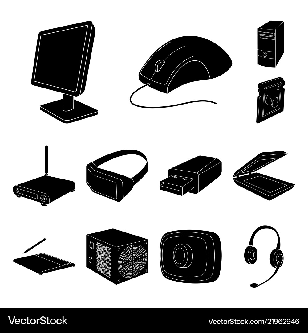 Personal computer black icons in set collection Personal computer black icons in set collection Vector Image