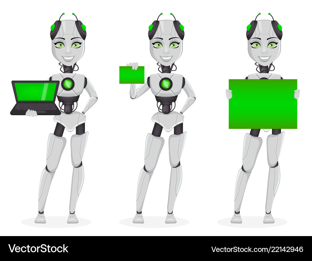 Robot with artificial intelligence female bot Robot with artificial intelligence female bot vector image