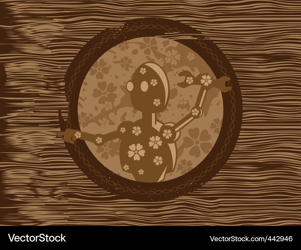 Robot Wood Background Vector Image