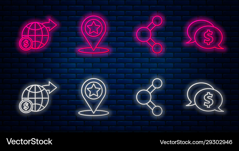Set line map pointer with star share earth globe Vector Image