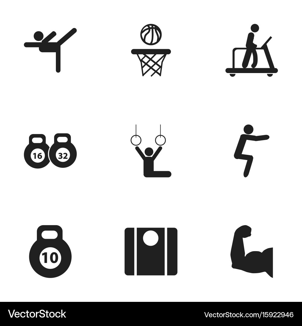 Set of 9 editable exercise icons includes symbols vector image