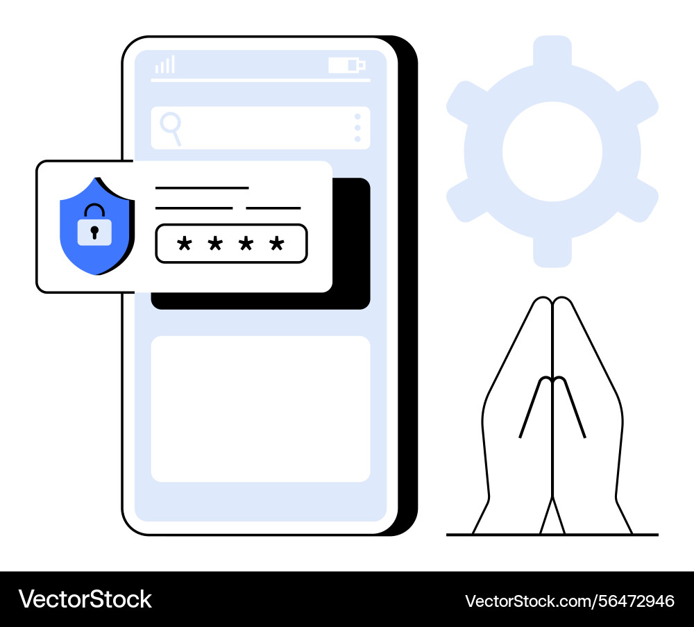 Sichere mobile Anmeldung mit Authentifizierung Vektorbild