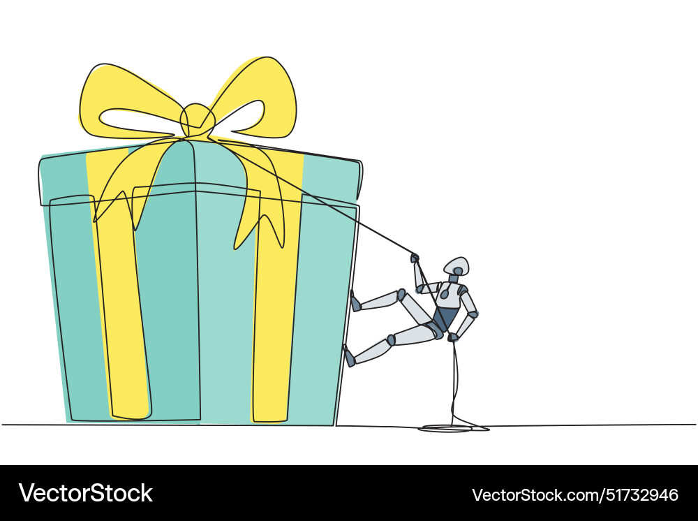 Single continuous line drawing smart robot Single continuous line drawing smart robot vector image