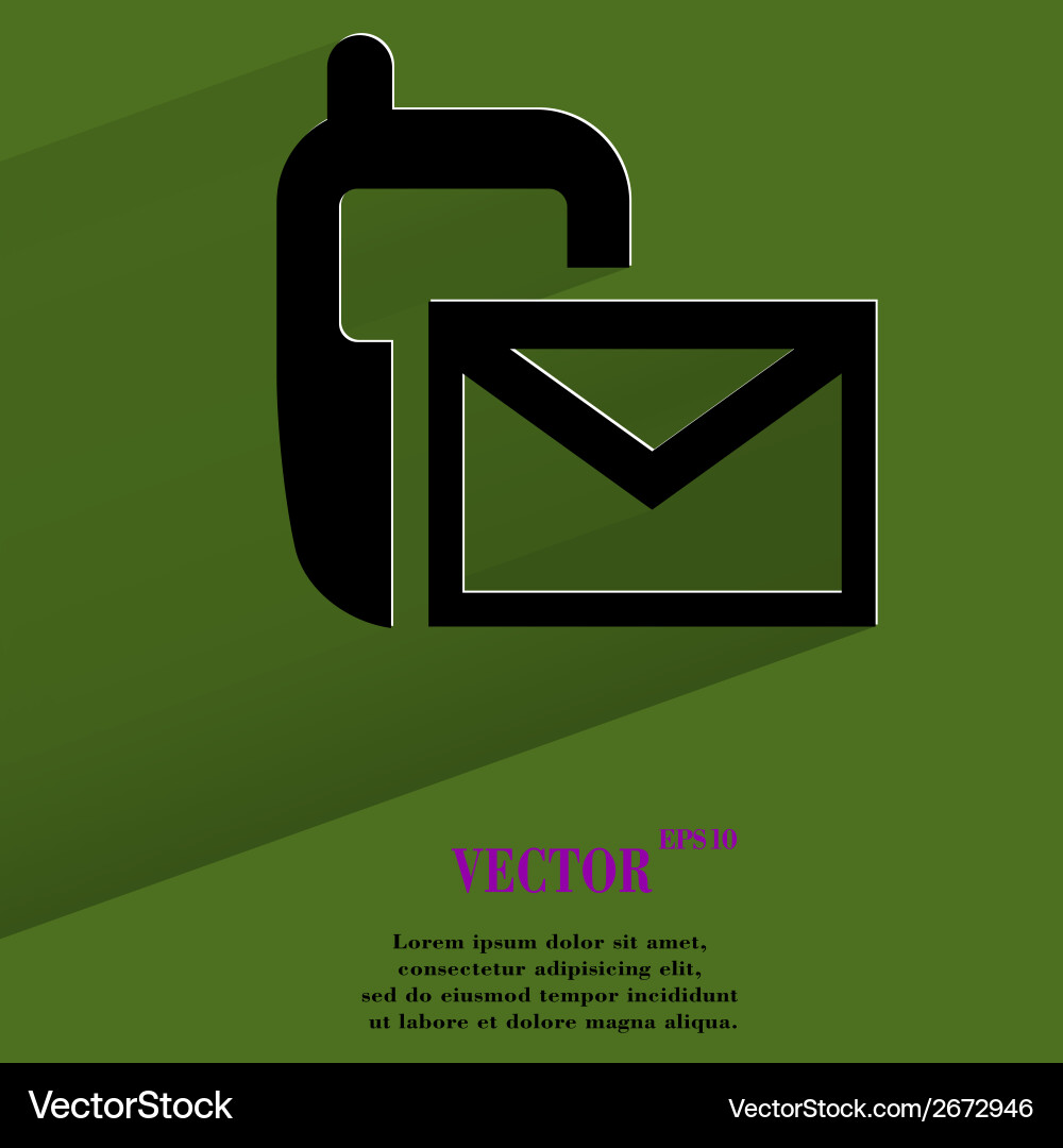 Sms flat modern web button with long shadow vector image
