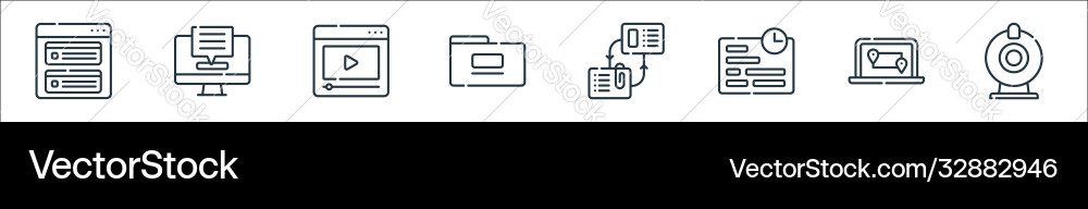 Telecommuting line icons linear set quality Telecommuting line icons linear set quality vector image