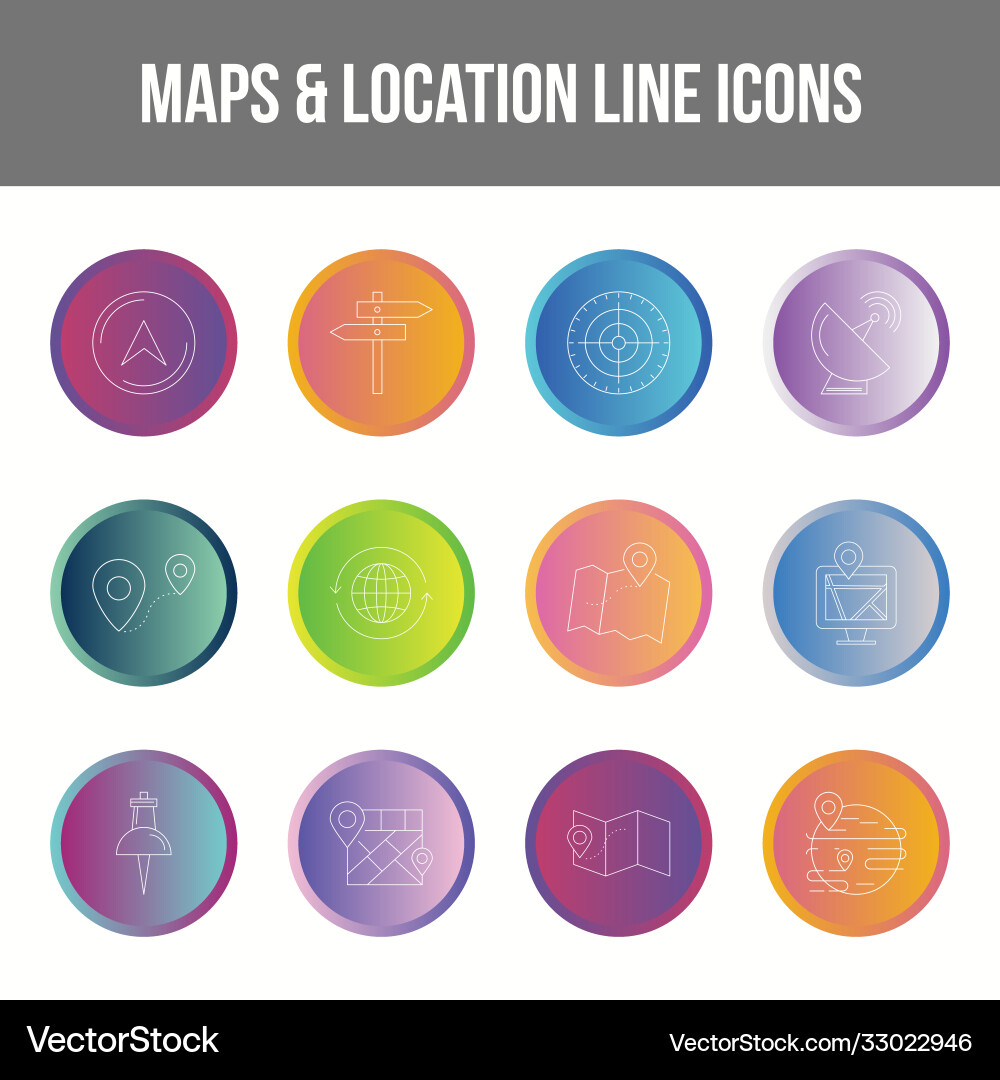Unique maps location line icon set Vector Image
