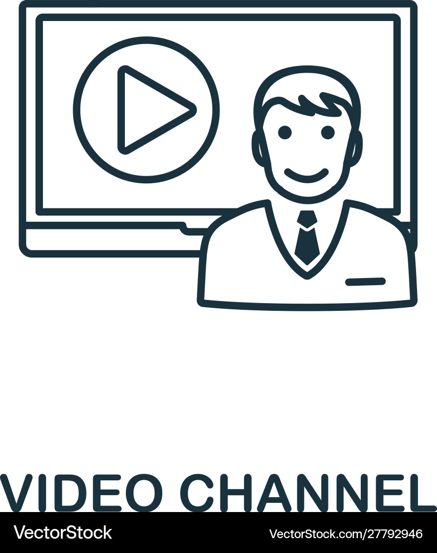 Video channel icon outline style thin line Video channel icon outline style thin line vector image