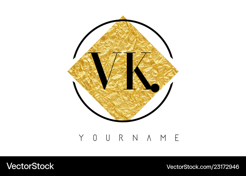 Vk Brief-Logo mit goldener Folientextur Vk Brief-Logo mit goldener Folientextur vektorbild