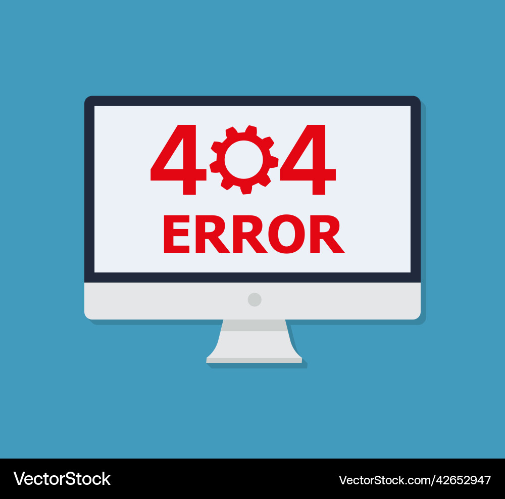 404 error page not found on computer tablet 404 error page not found on computer tablet Vector Image