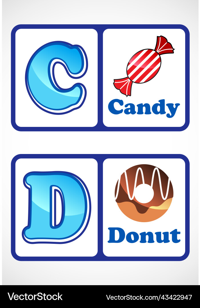 Alphabet flashcards for kids educational Vector Image