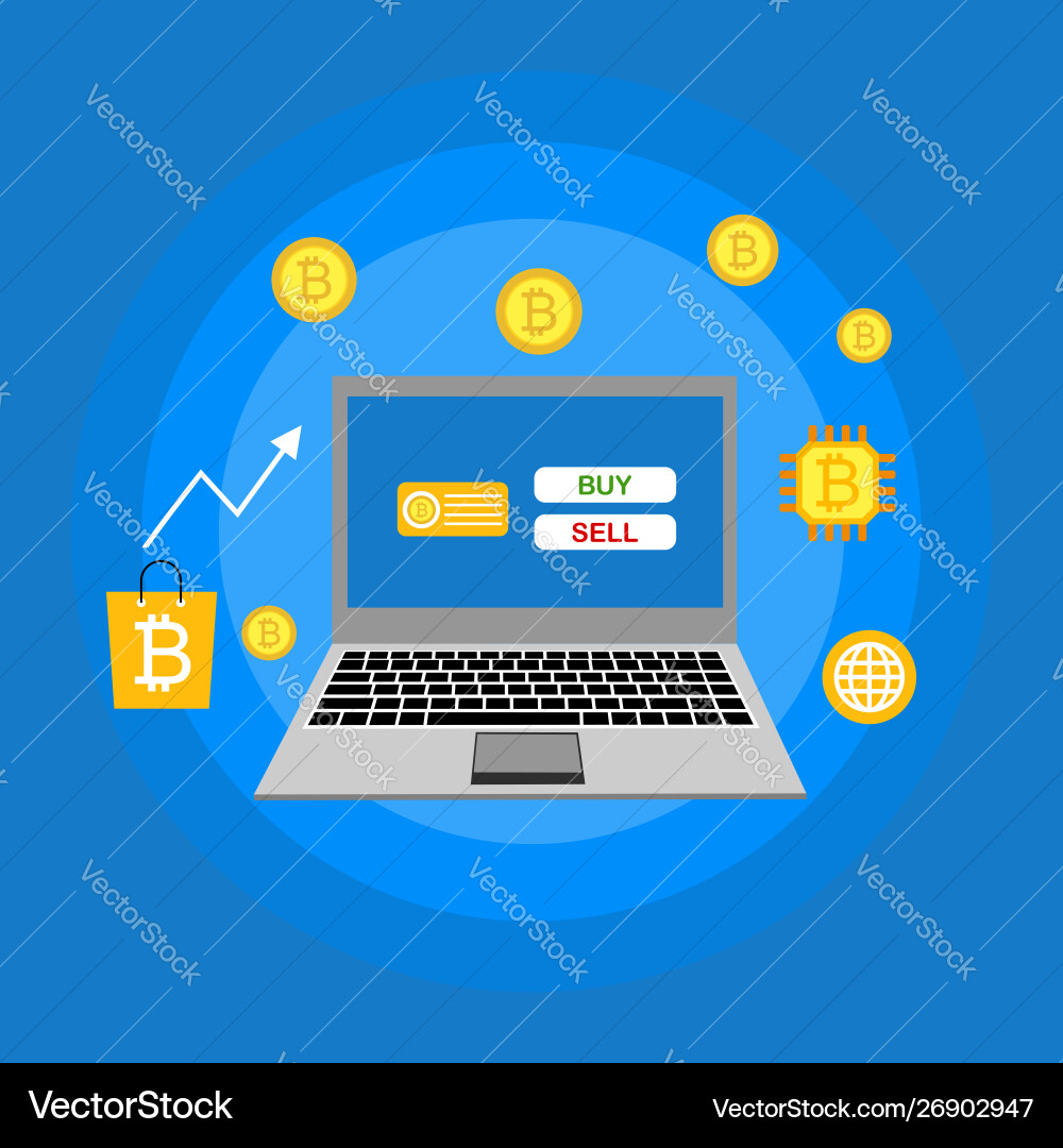 Blockchain scheme mining crypto currency server Vector Image