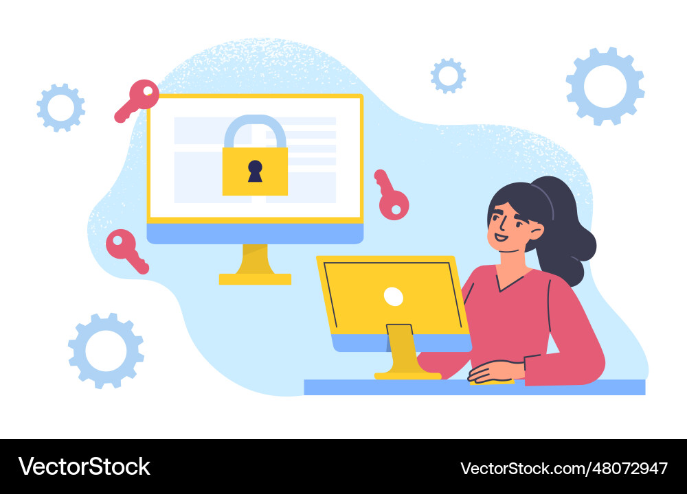 Cryptographer with computer concept Cryptographer with computer concept vector image