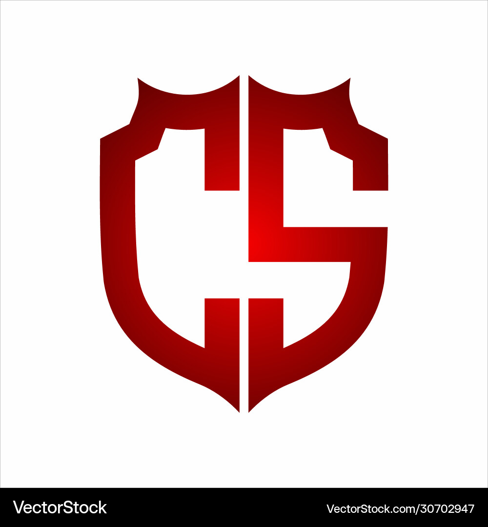 Cs logo shield style monogram design template vector image