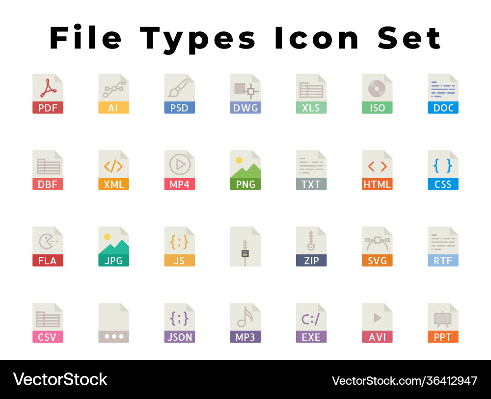 File Extension Icon Set - All Formats vector image