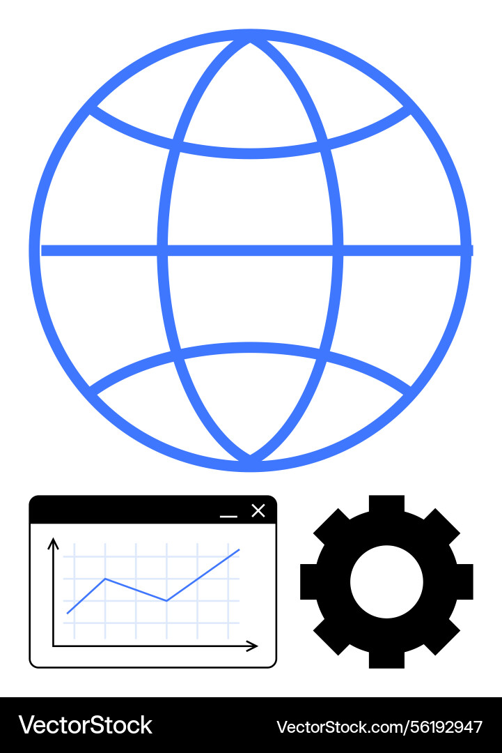 Global networking concept with data analytics Global networking concept with data analytics vector image