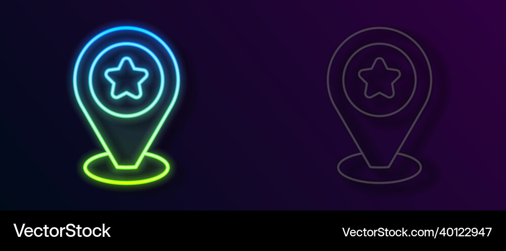 Glowing neon line map pointer with star icon Glowing neon line map pointer with star icon vector image