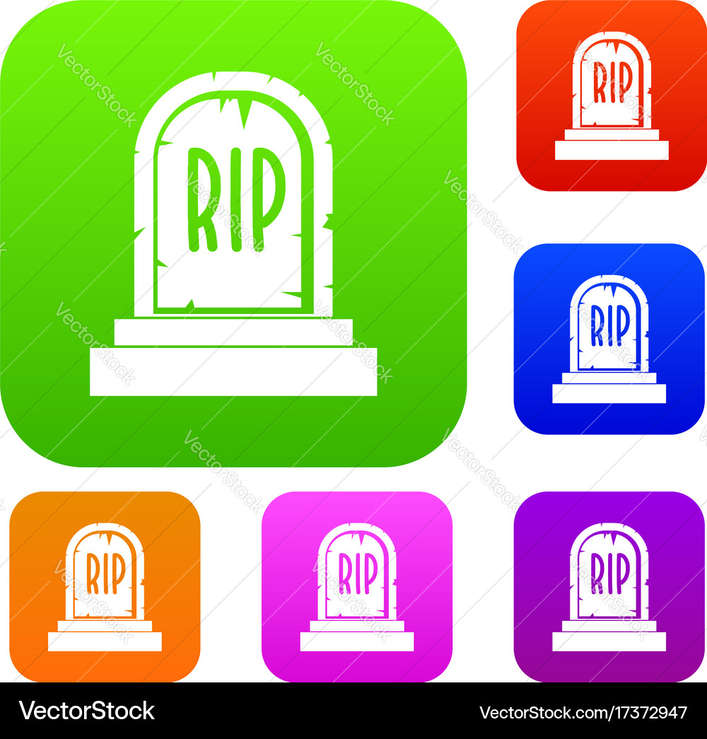 Gravestone with rip text set color collection Vector Image