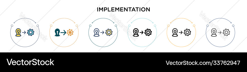 Implementation icon in filled thin line outline Vector Image