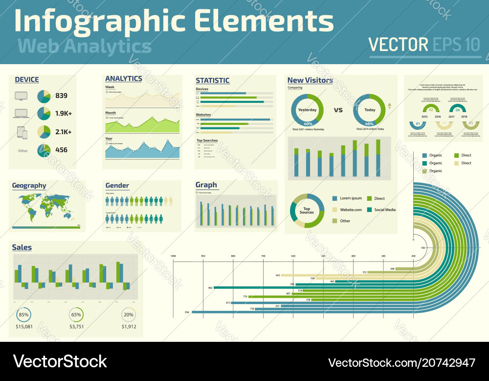 Infographic elements web analytics design template Infographic elements web analytics design template vector image
