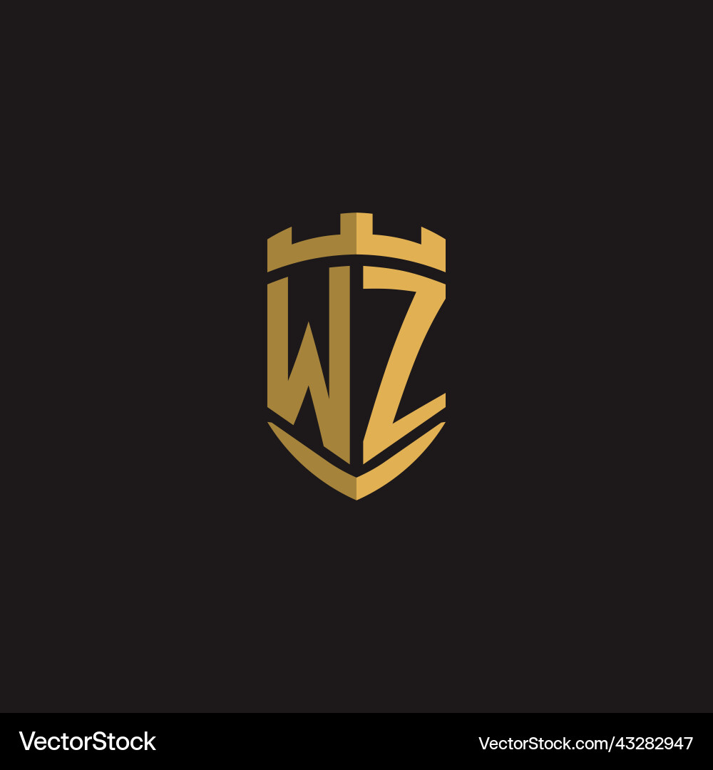 Initials wz logo monogram with shield style design Initials wz logo monogram with shield style design Vector Image