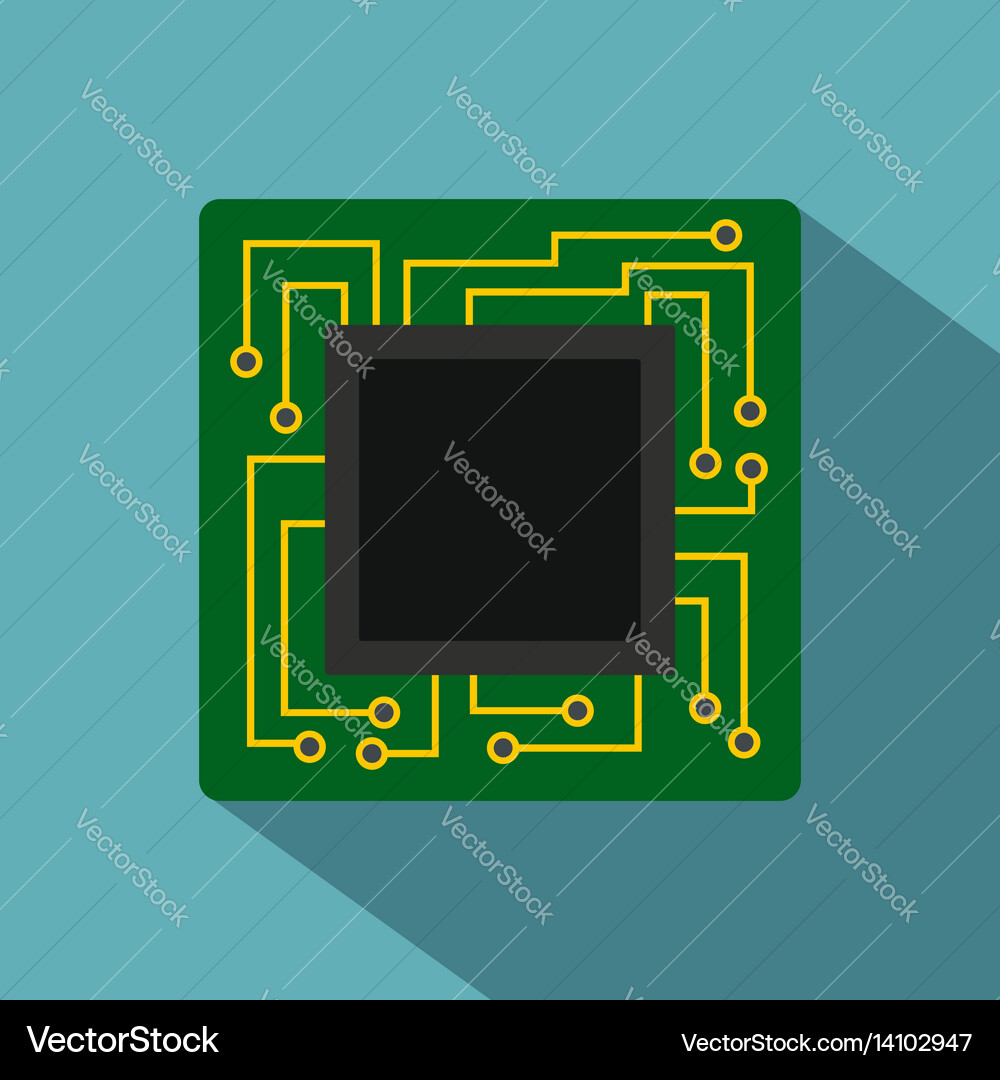 Microchip icon flat style Vector Image
